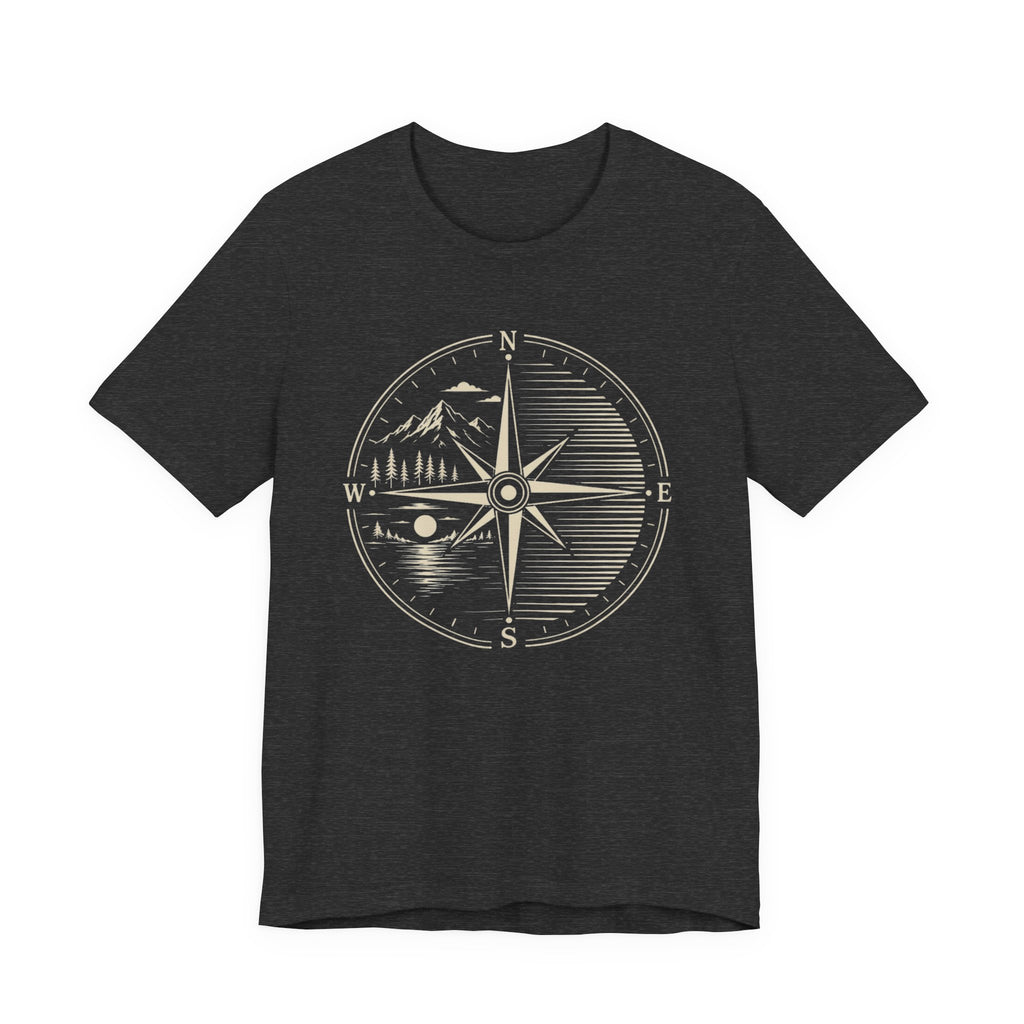 Vintage Compass Mountain Landscape | Outdoor Adventure T-Shirt
