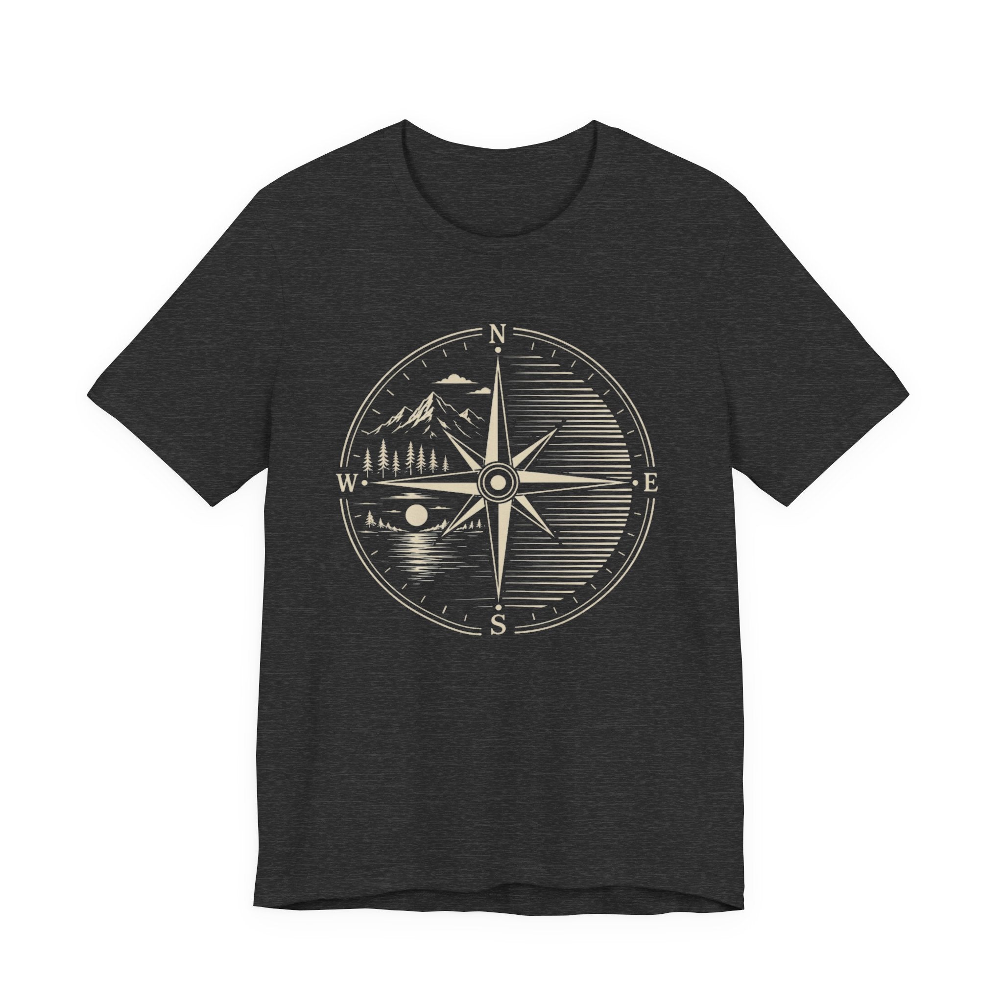 Vintage Compass Mountain Landscape | Outdoor Adventure T-Shirt