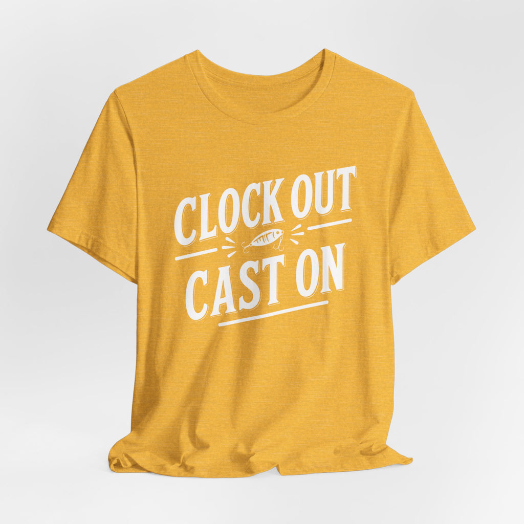 Clock Out, Cast On - Graphic Fishing Tee
