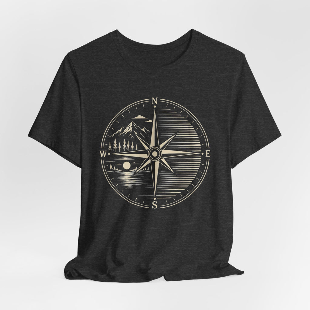 Vintage Compass Mountain Landscape | Outdoor Adventure T-Shirt