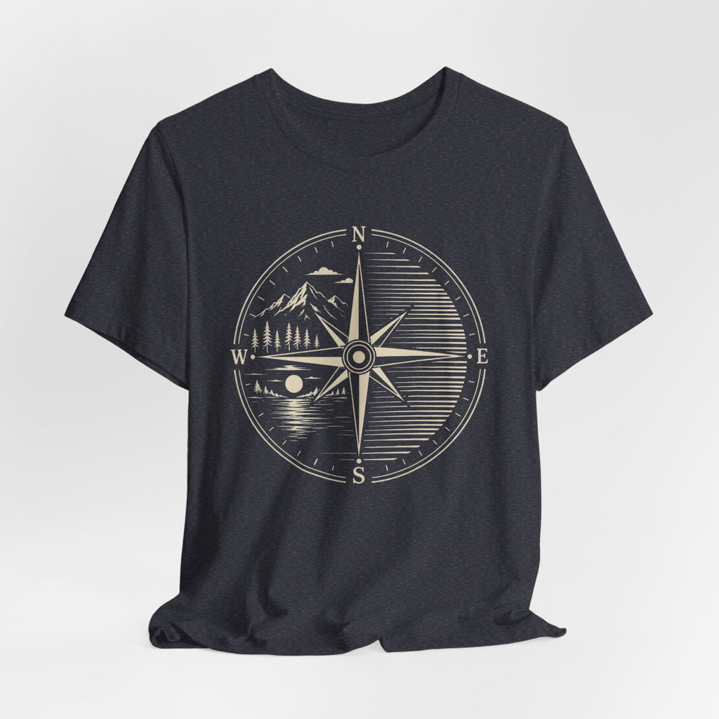 Vintage Compass Mountain Landscape | Outdoor Adventure T-Shirt