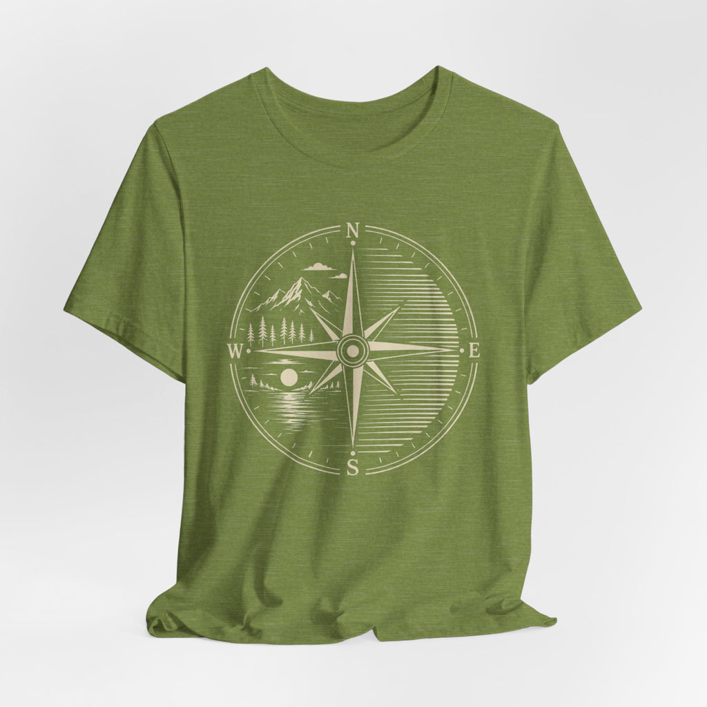 Vintage Compass Mountain Landscape | Outdoor Adventure T-Shirt