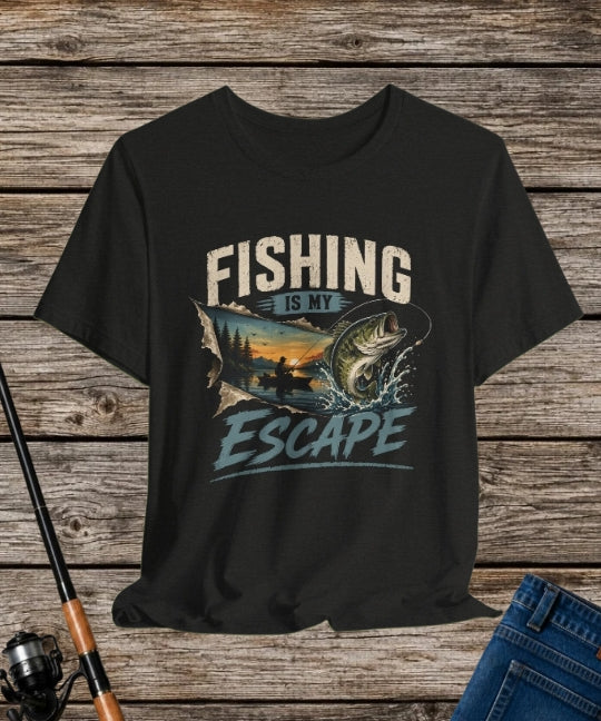 Fishing Is My Escape – Bass Fishing Graphic T-Shirt