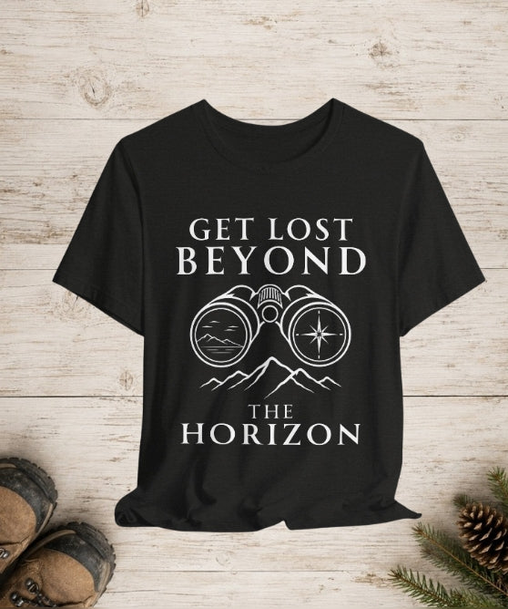 Get Lost Beyond the Horizon | Outdoor Adventure Binocular T-Shirt